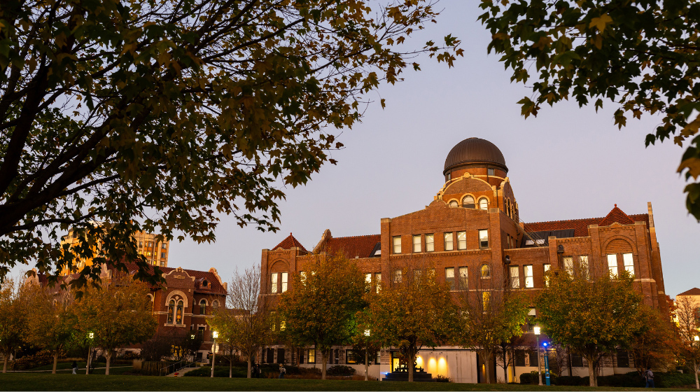 Photo of the dome of Cudahy Science Hall on the Lake Shore Campus