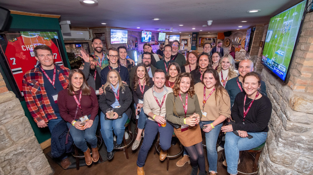 Alumni from the Class of 2015 celebrate their reunion with a group photo