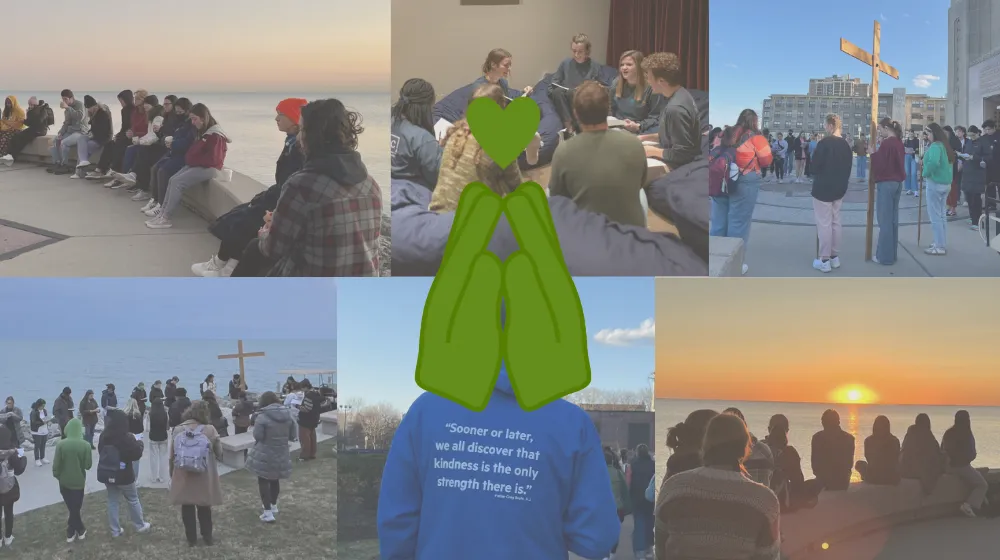 Two hands pressed together under a heart