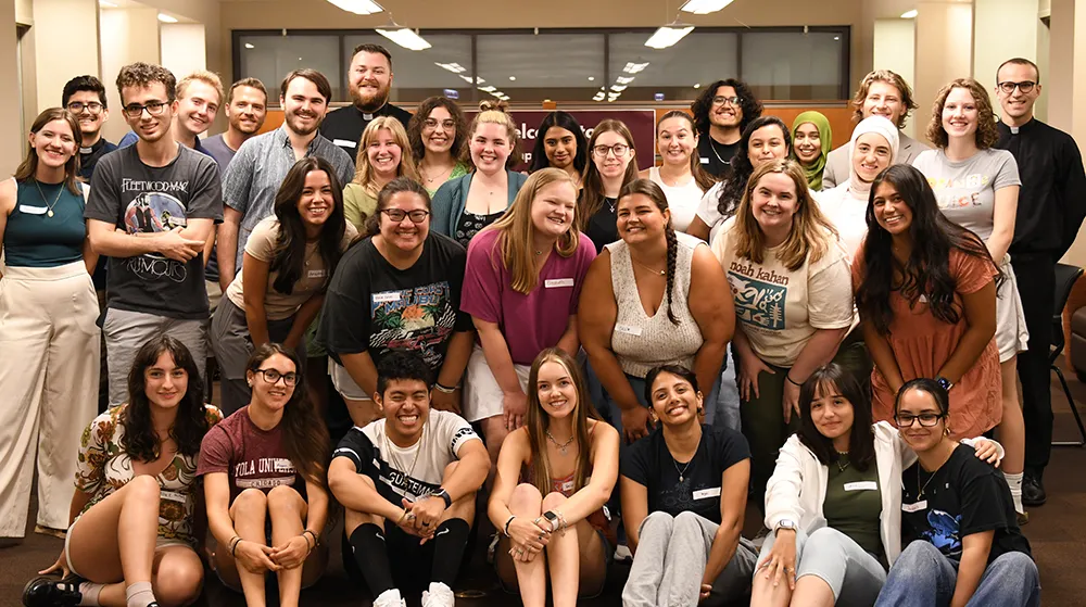 Big group of students smiling