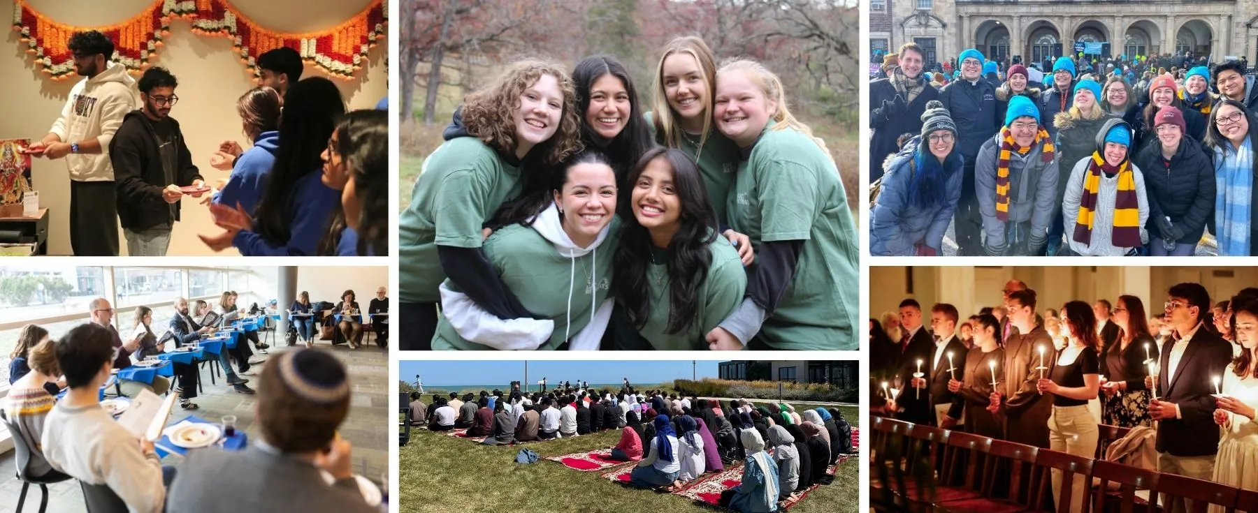 six different groups of campus ministry students 