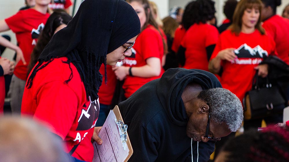 Student helping local community