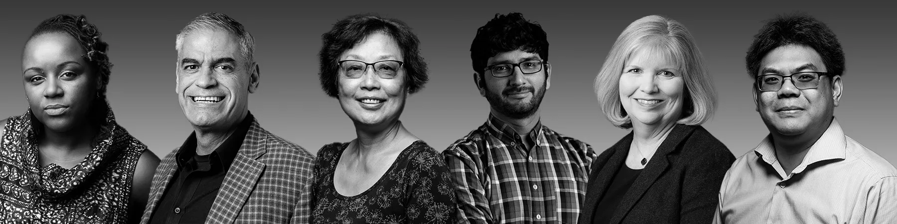 Six headshots of Loyola Chicago's College of Arts and Sciences faculty members.