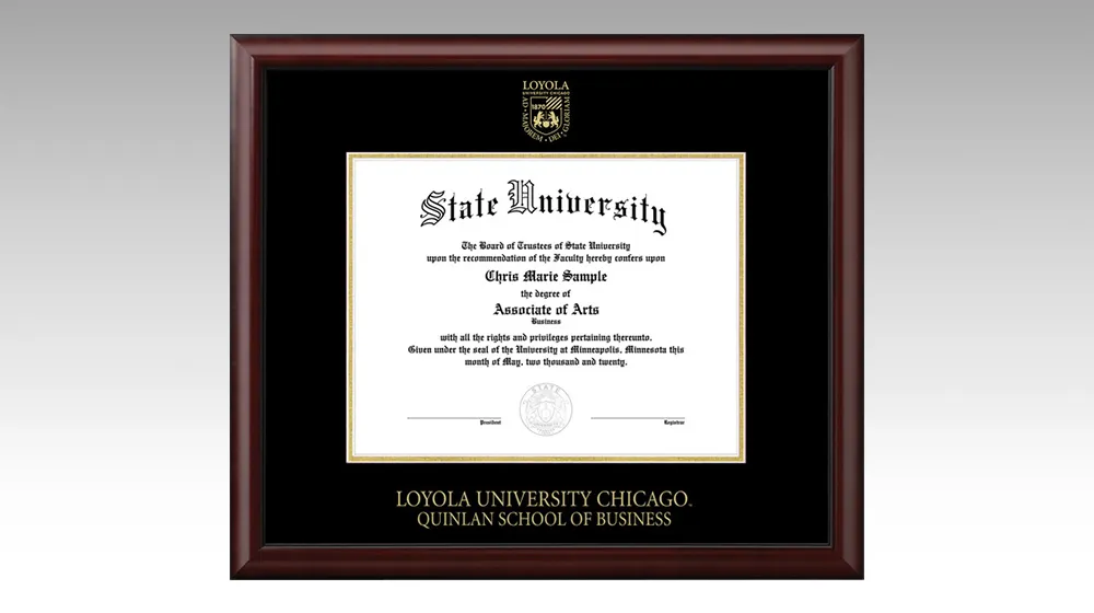 An example of a framed diploma
