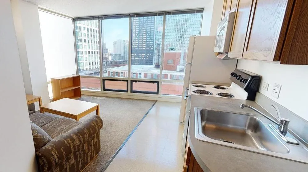 Loyola University Chicago Baumhart Hall intern apartment at Water Tower Campus in Chicago’s Gold Coast