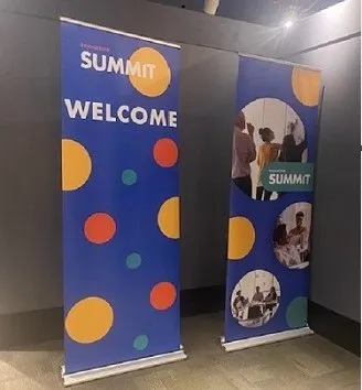 Two Beyond100k Summit welcome banners