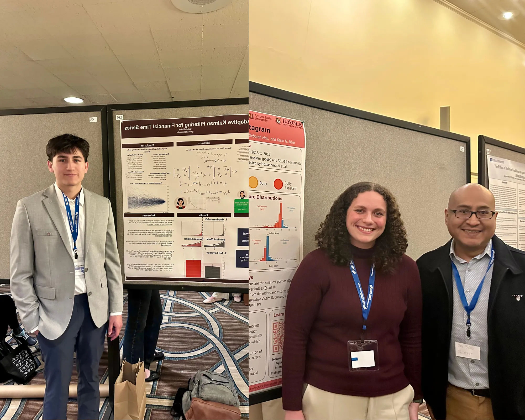 Right: Professor Yasin Silva with Chloe Kilroy Representing the Bully Blocker Project 
Left: Gabriel Silva Presenting his project