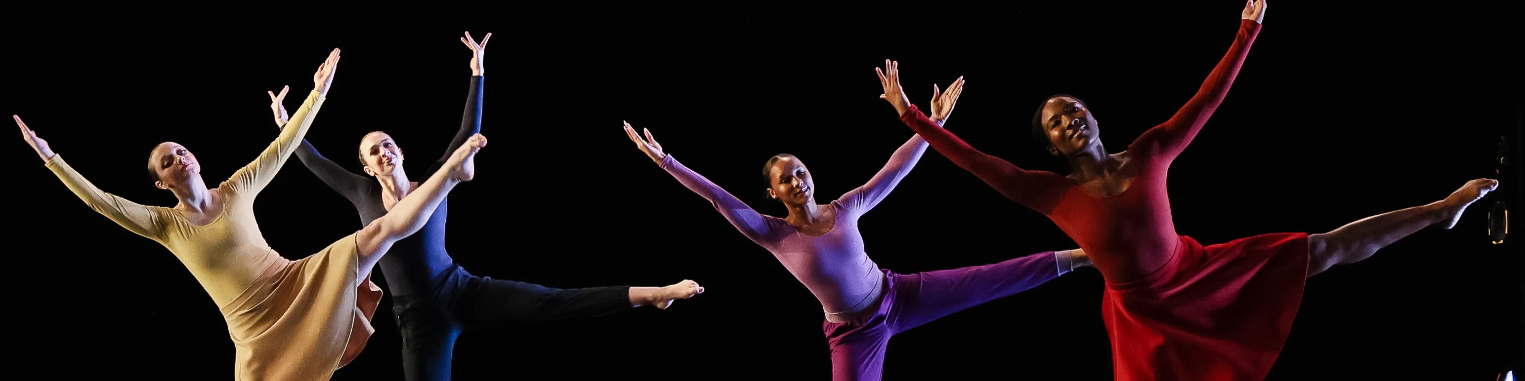Four Loyola Dance Students performing a piece inspired by Martha Graham