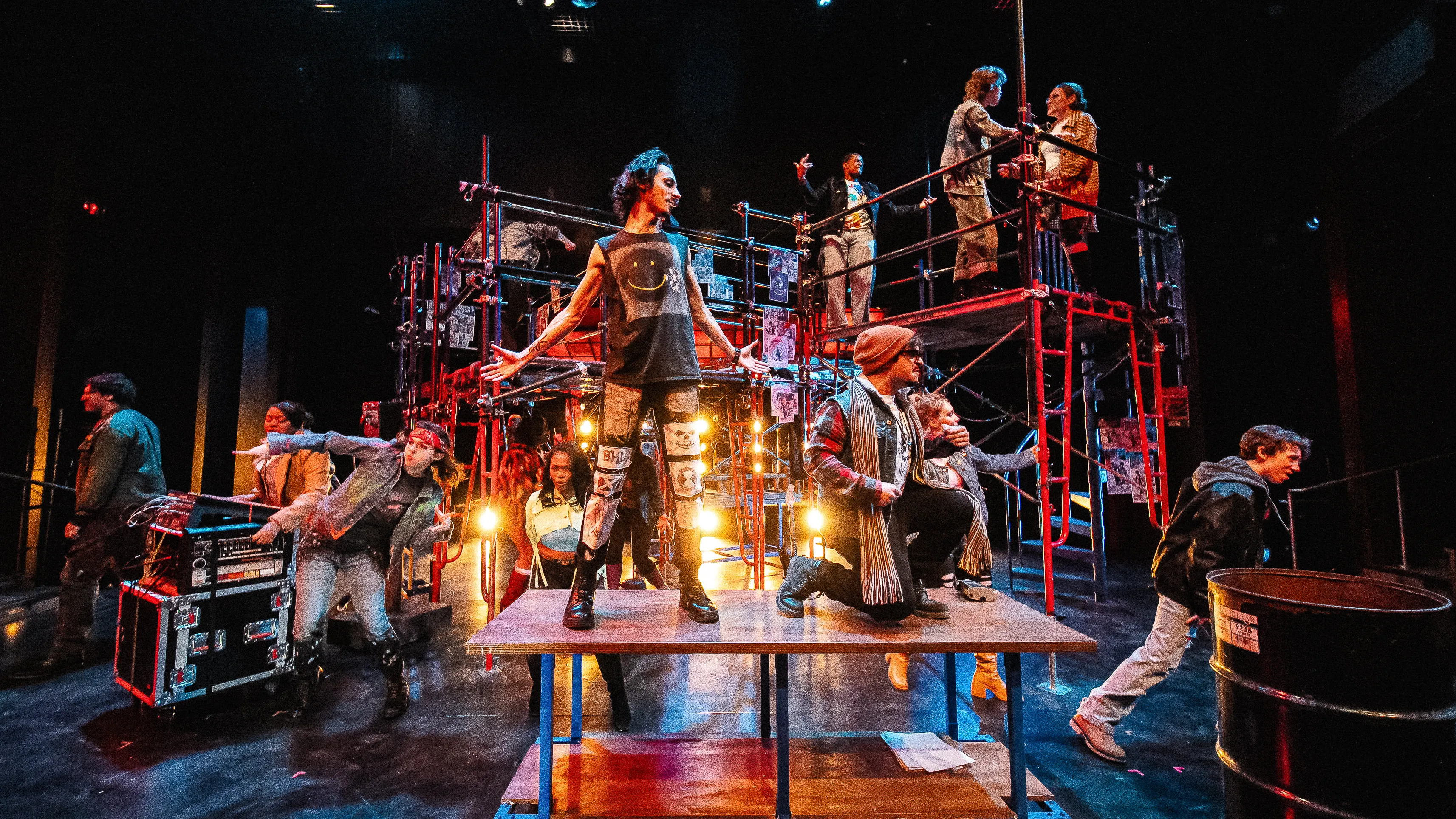 Loyola Theatre Students performing the opening number of Rent the Musical on the Newhart Family Theatre Stage Loyola Theatre Students performing the opening number of Rent the Musical on the Newhart Family Theatre Stage