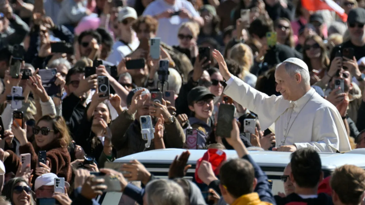 Pope Leo addresses the masses