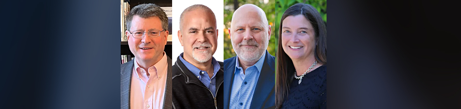 Portraits of four alumni superintendents retiring at the end of the 2026 academic year. Three men and one woman.