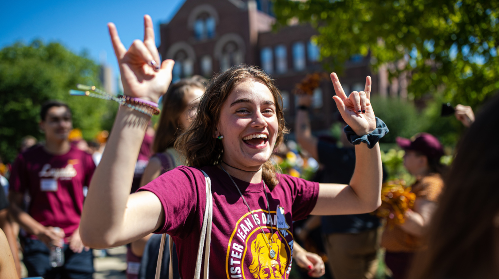 Loyola freshman is celebrating during welcome week.