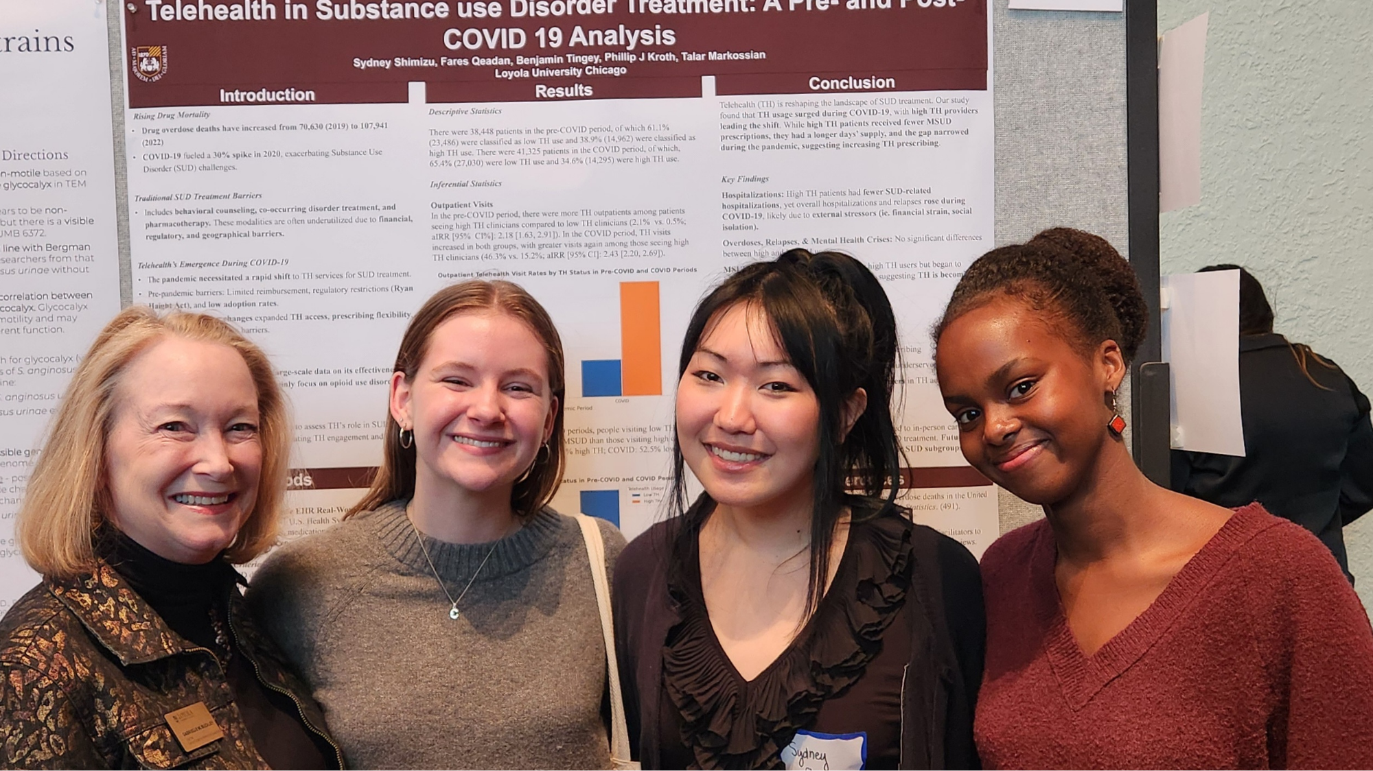 Three Gannon Scholars stand with a faculty member in front of a presentation poster Three Gannon Scholars stand with a faculty member in front of a presentation poster