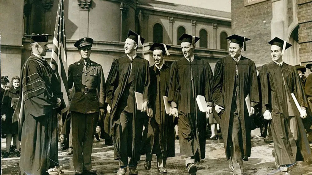 Undergrads who remained at Loyola to finish their degrees often did so through an accelerated program, allowing them to enter the armed forces. 
