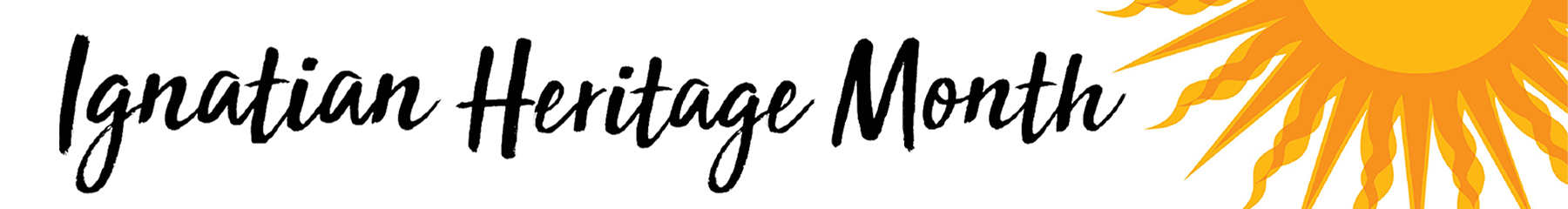 イグナチウス遺産月、太字の手書き風フォントで、ページの右上隅には黄色とオレンジの太陽モチーフ