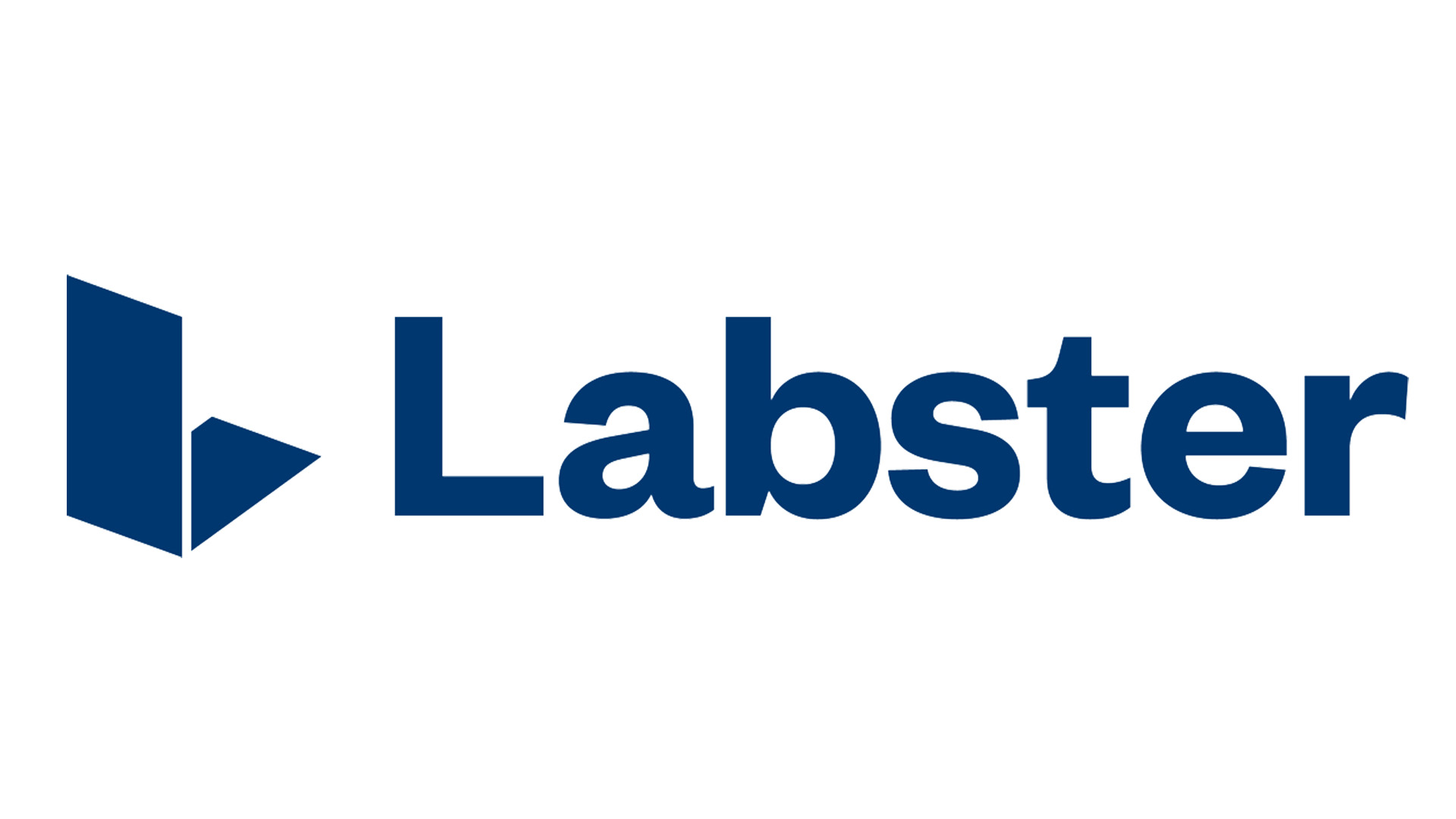 Labster logo in blue with stylized speaker icon and text on a white background