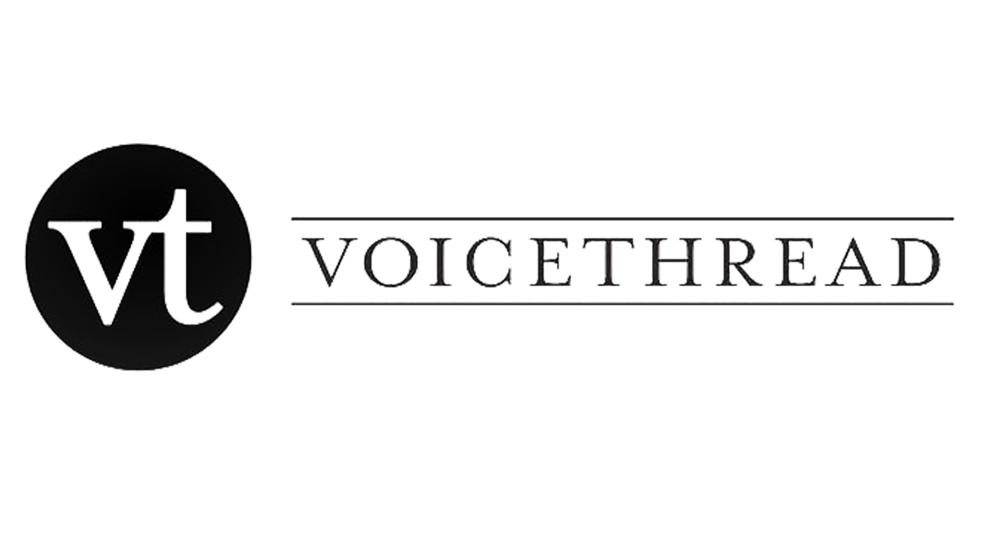 VoiceThread logo with “vt” in a black circle next to the word “VOICETHREAD”