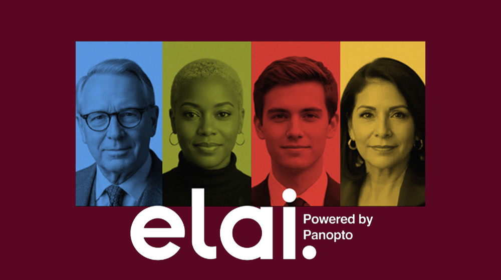 4 individuals with in different monochromatic colors with the text Elai powered by Panopto at the bottom-center.
