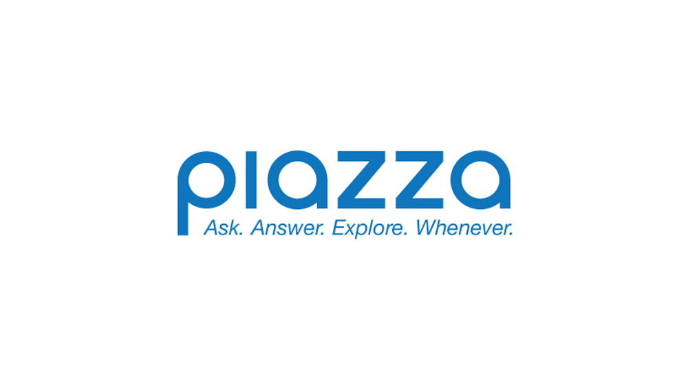 Piazza logo with tagline Ask Answer Explore Whenever