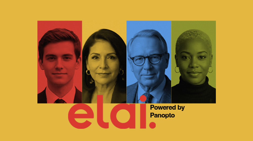 4 individuals with in different monochromatic colors with the text Elai powered by Panopto at the bottom-center 