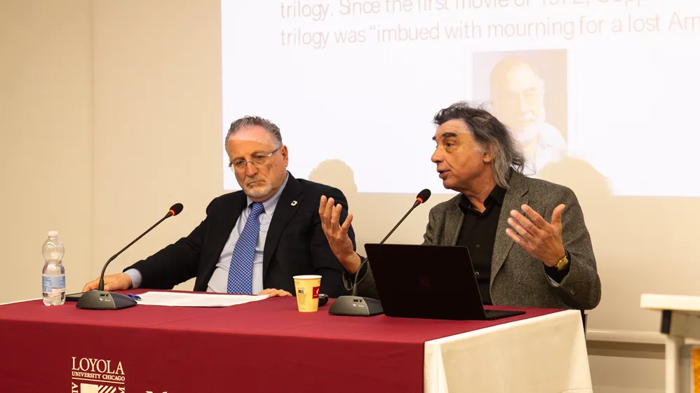 Dr. Donato Santeramo, Professor of Semiotics at Queen’s University, and Antonio Nicaso, leading expert on criminal organizations, speak at panel 