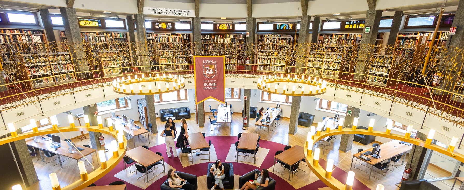 Students studying at the Rome Center Information Commons