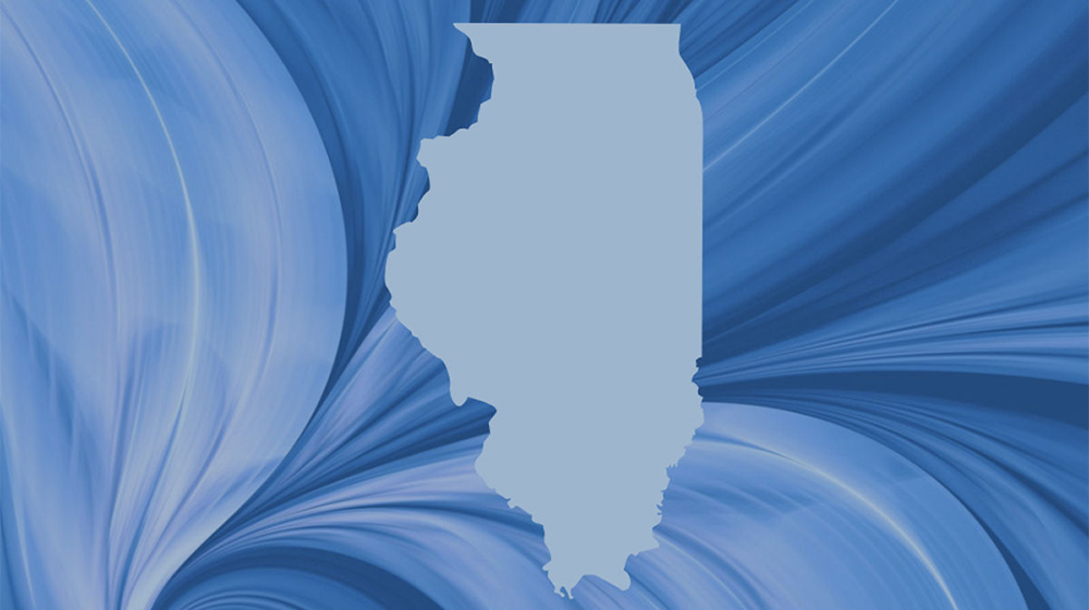 A silhouette of the state of Illinois