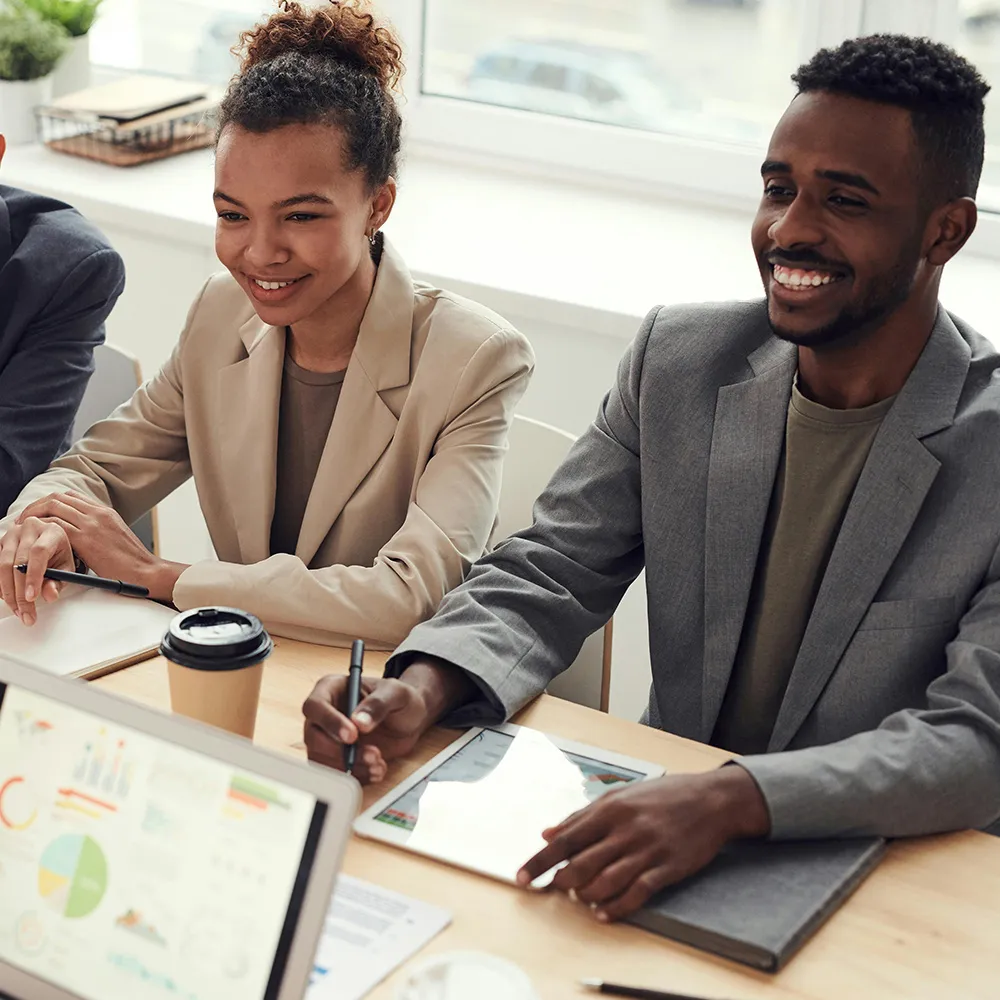 two people in a presentation