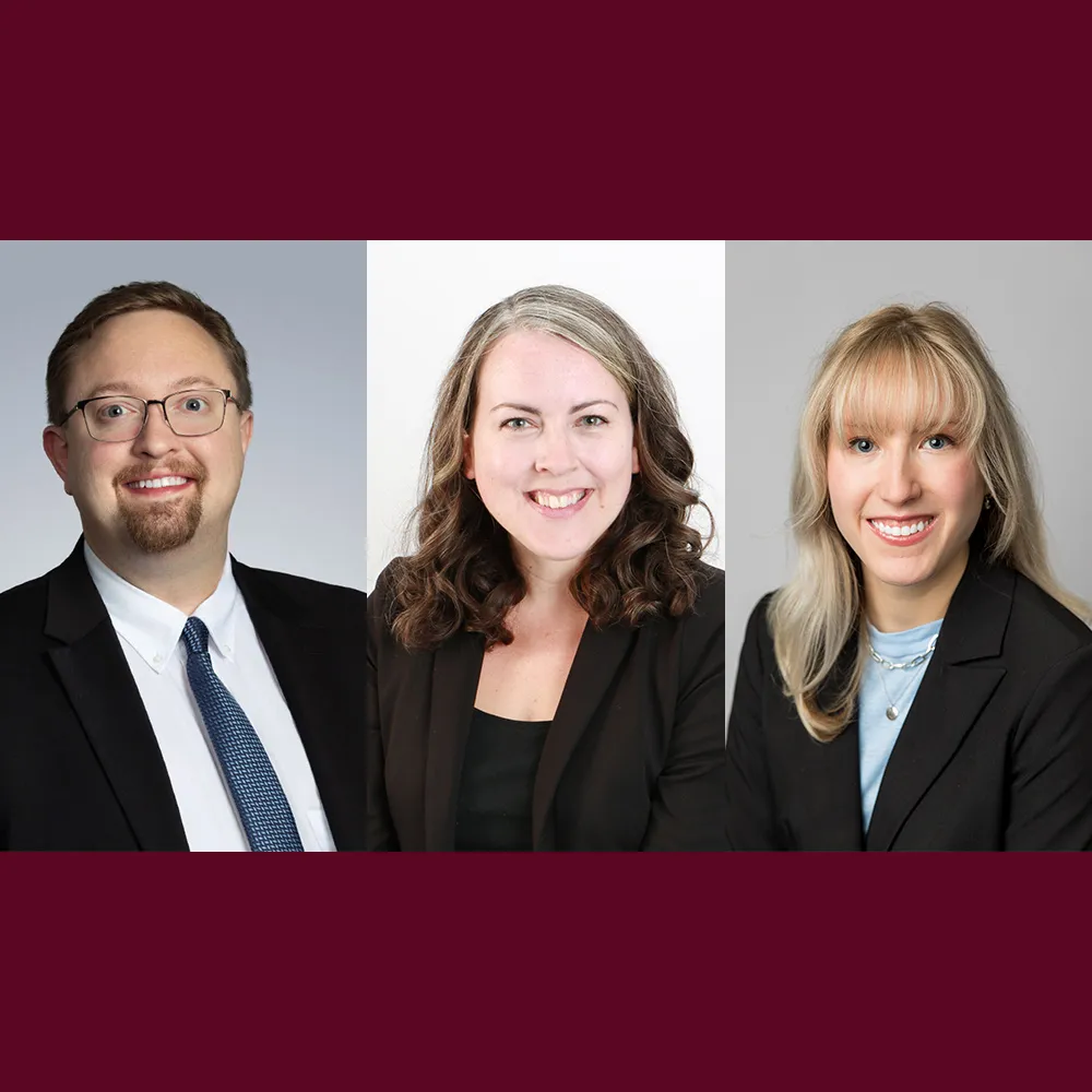 Samantha Galvin (center) is director. R. Ryan Bennett (JD ‘16) and Lia Smietanski (JD ‘24) Samantha Galvin (center) is director. R. Ryan Bennett (JD ‘16) and Lia Smietanski (JD ‘24)