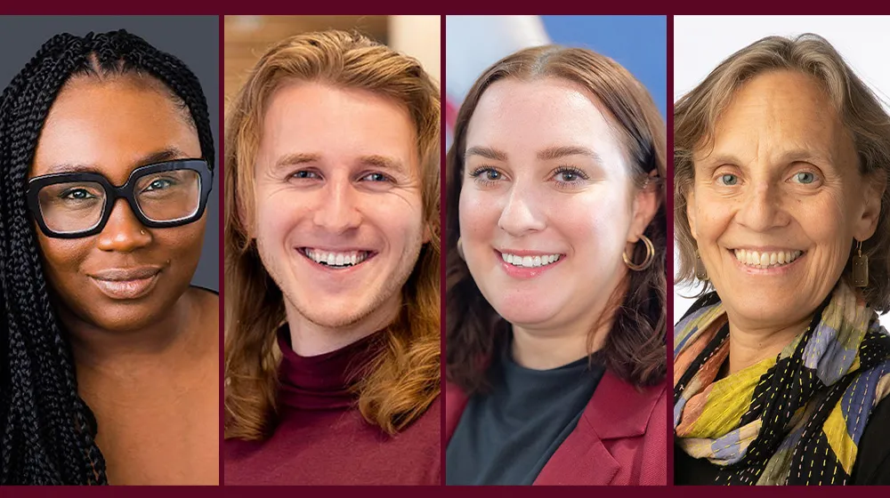 Niya Kelly (JD ’13), Scott Hulver (JD ’22), and Kaitlyn Edicola (JD ’22) and Anita Weinberg