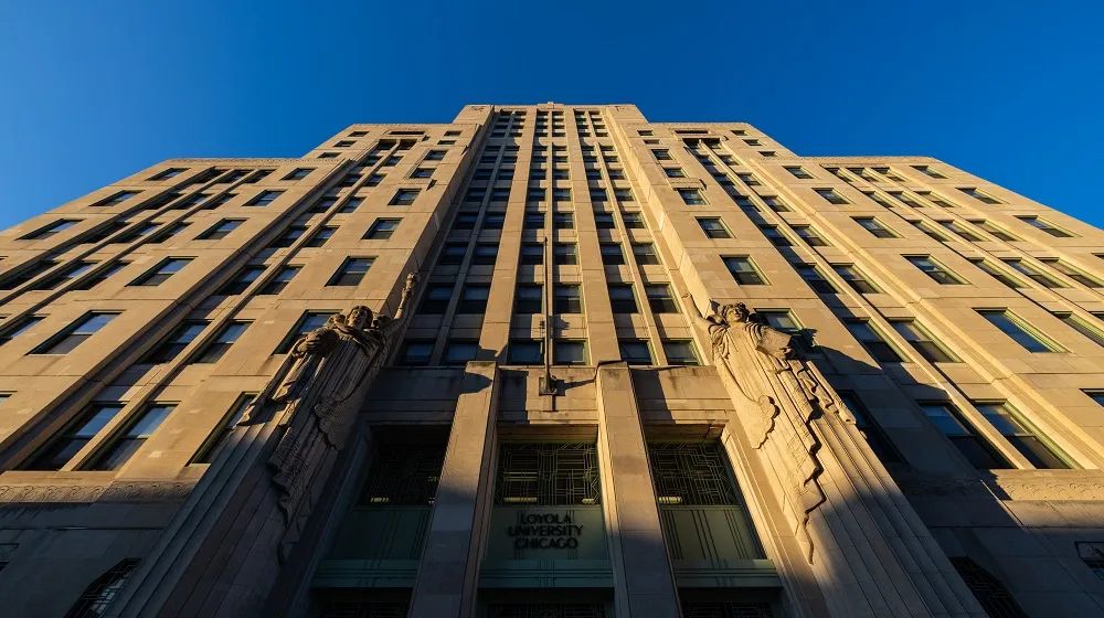 The front of Mundelein Hall