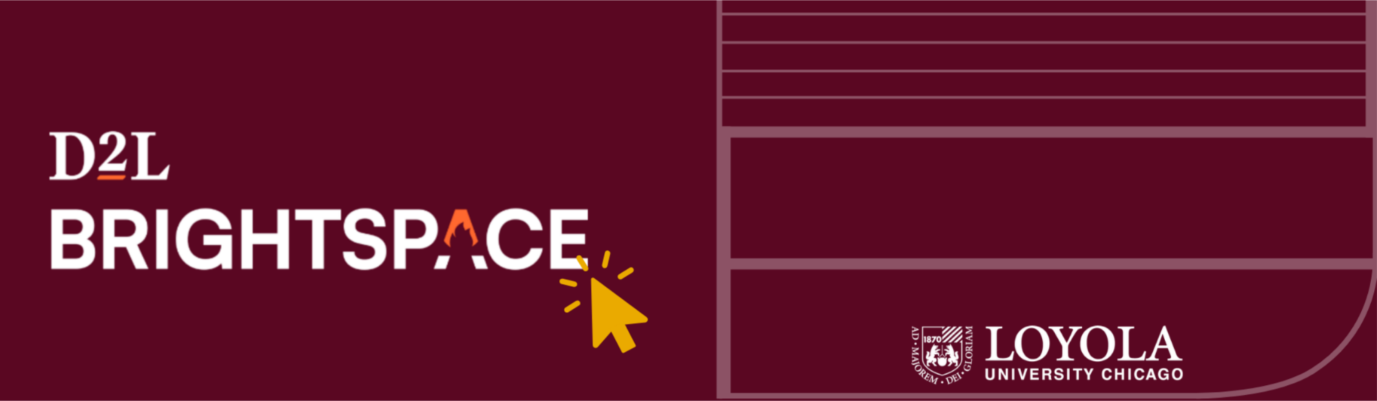D2L Brightspace logo with a mouse cursor clicking it