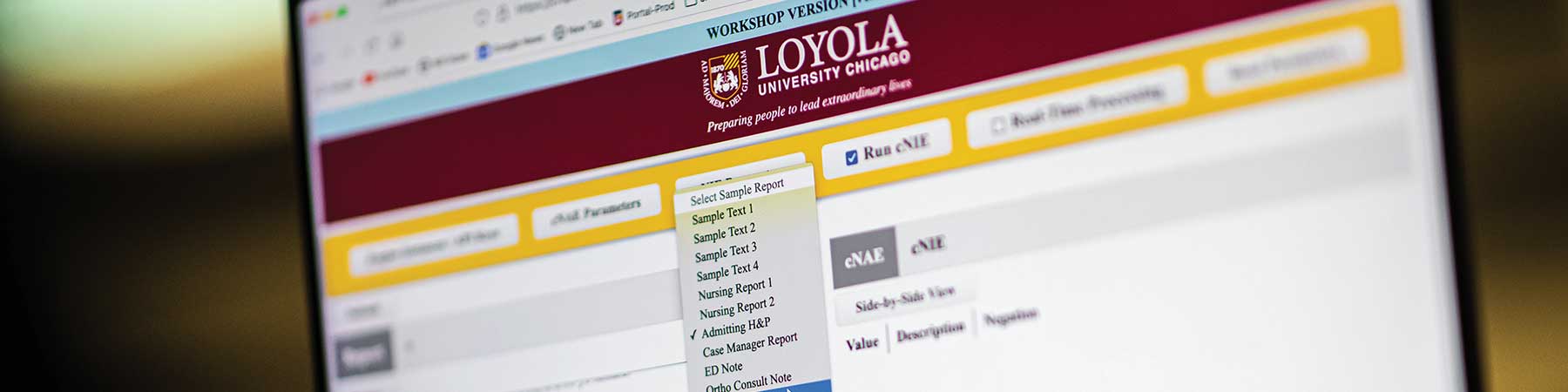 A laptop displaying a website with a data set and filters being applied in a dropdown menu