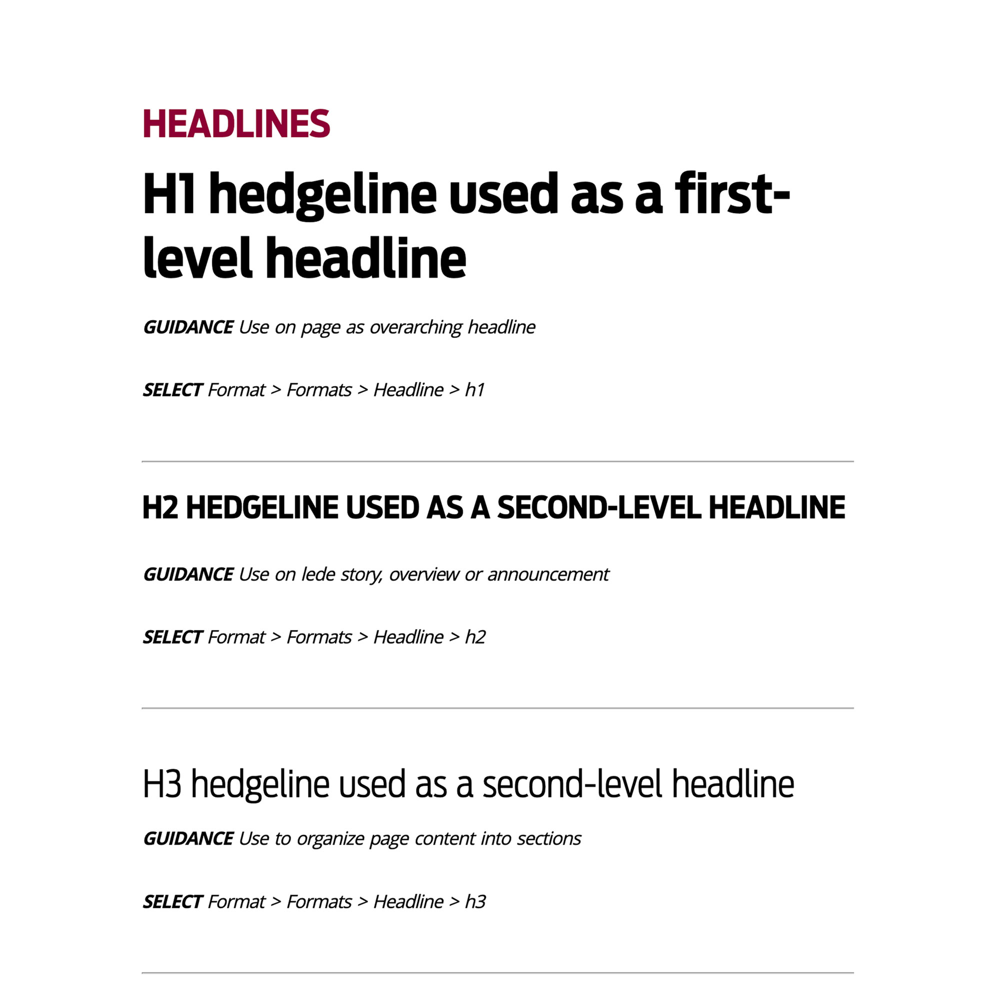 Fonts and headlines