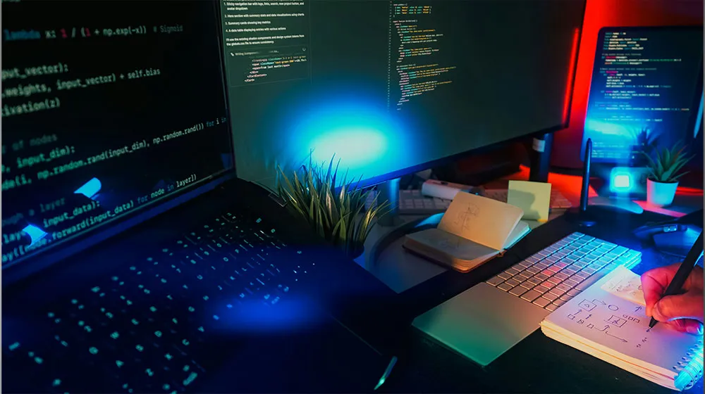 Multiple screens displaying code Multiple screens displaying code