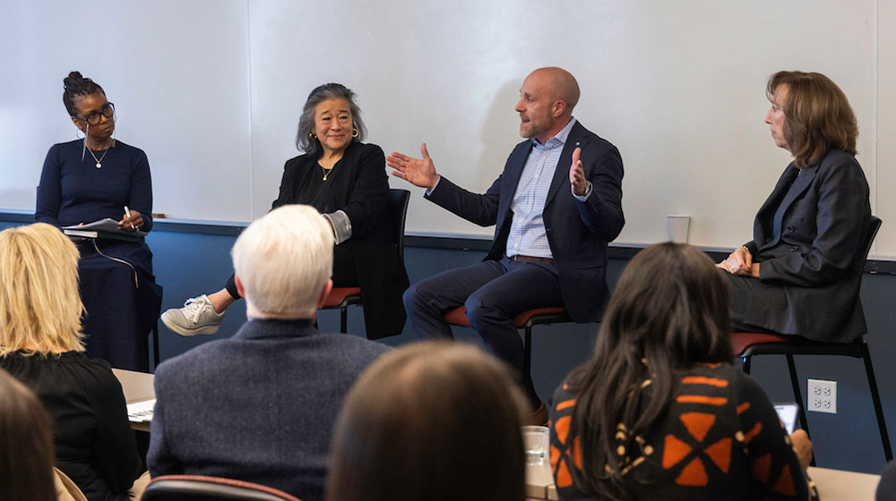 Jamie Jones Ezefili (Northern Trust), Tina Tchen (The Obama Foundation), Mike Paull (Northern Trust), Shana Hayes (Northern Trust)