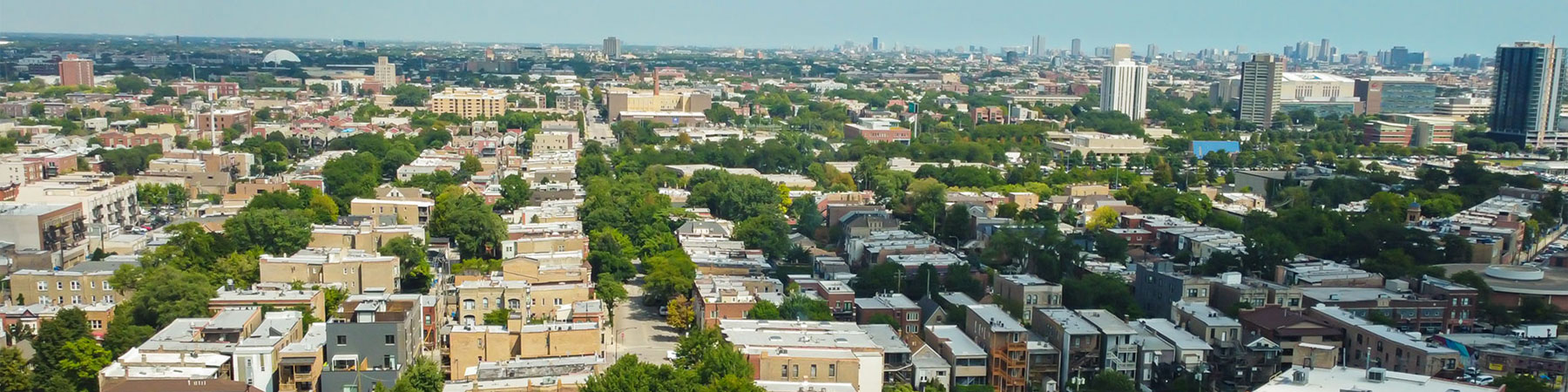 Aerial shot of Chicago neighborhoods