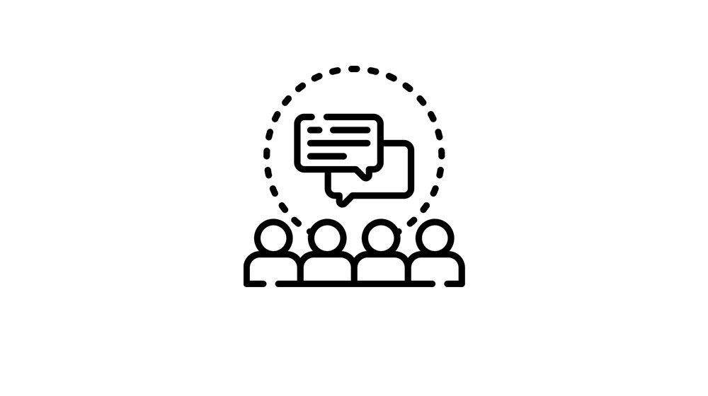 Group meeting and conversation icon