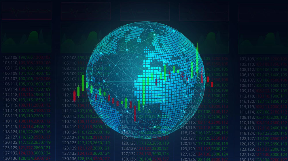 Digital globe graphic surround by numbers