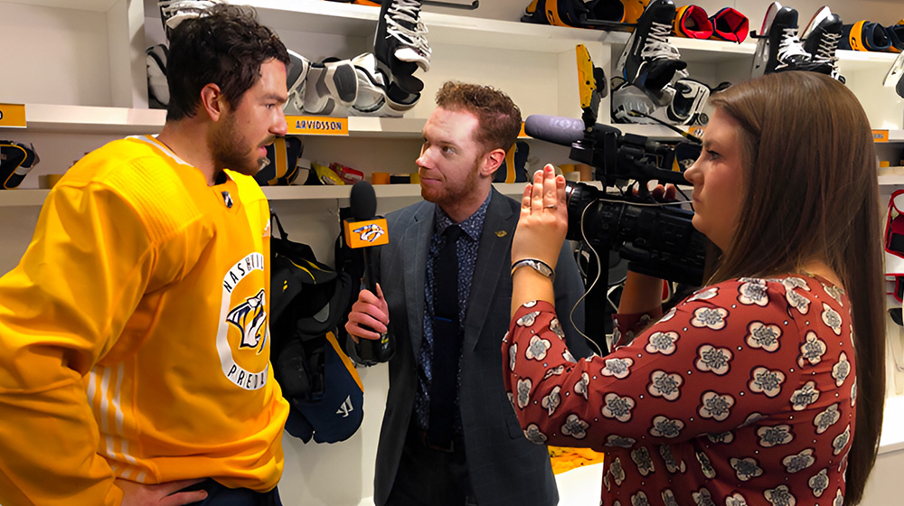 Loyola students talks about their internship opportunity with an NHL team