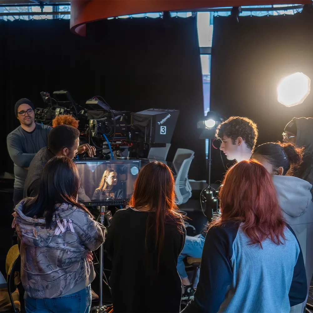 Cinematography students learning in the convergence studio