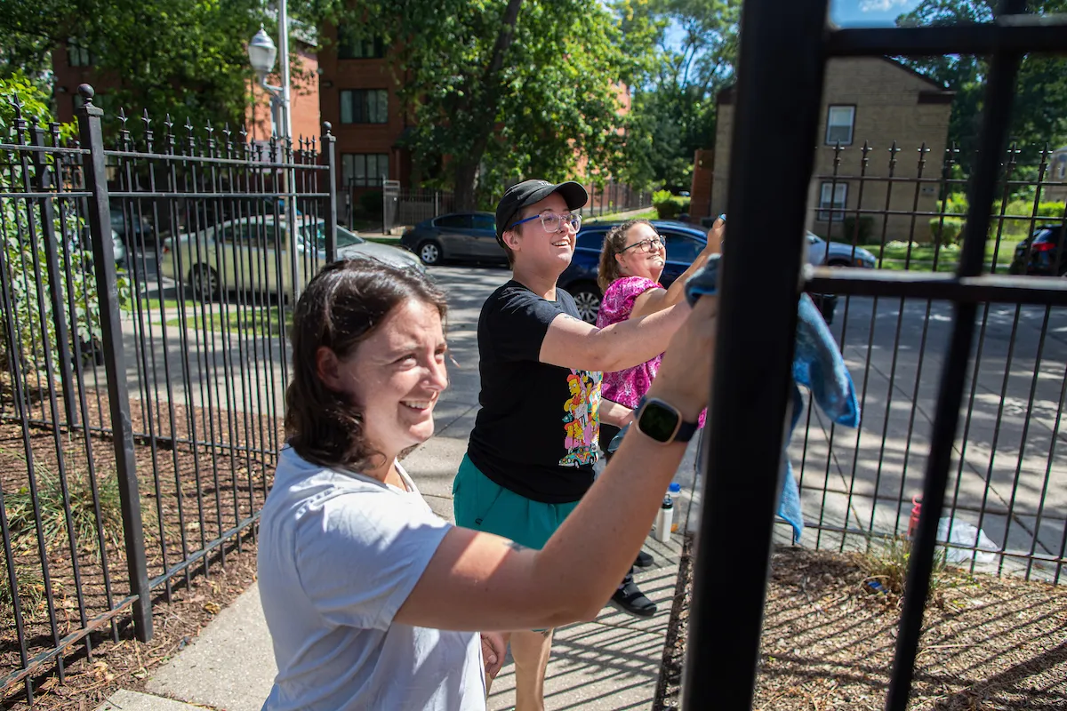 MSW students volunteering at a local Chicago school as part of the service portion of the Community Immersion Program