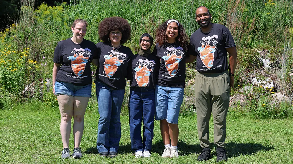 Four student leaders from Ramblers Analyzing Ideas and Cory Barnes pose for a photo at a team retreat. Four student leaders from Ramblers Analyzing Ideas and Cory Barnes pose for a photo at a team retreat.