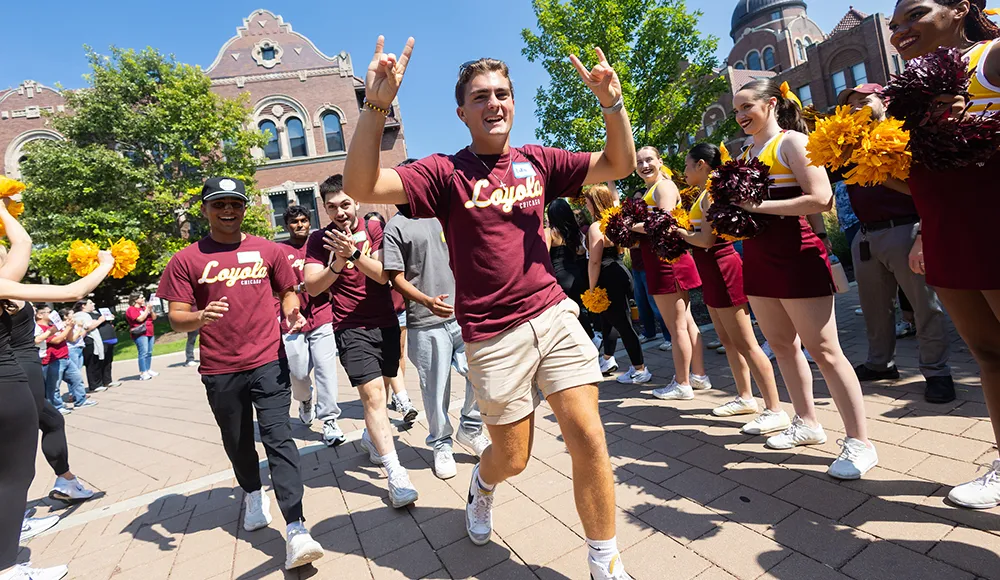 A close-up of a volunteer's shirt that says 