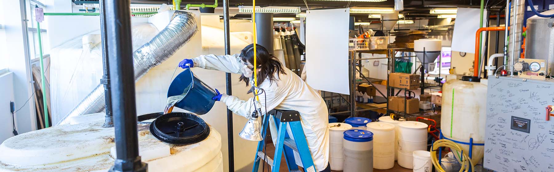 Joylyn Bon Yu in the biodiesel lab