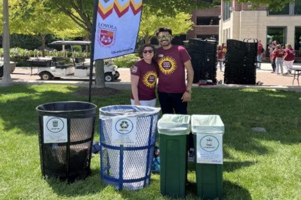 Zero waste station on West Quad Zero waste station on West Quad