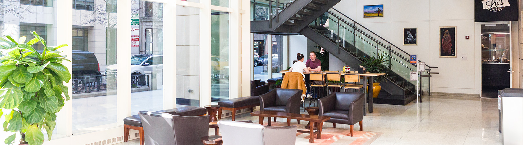 Photo of the lobby in Buamhart Hall located in the Terry Student Center.