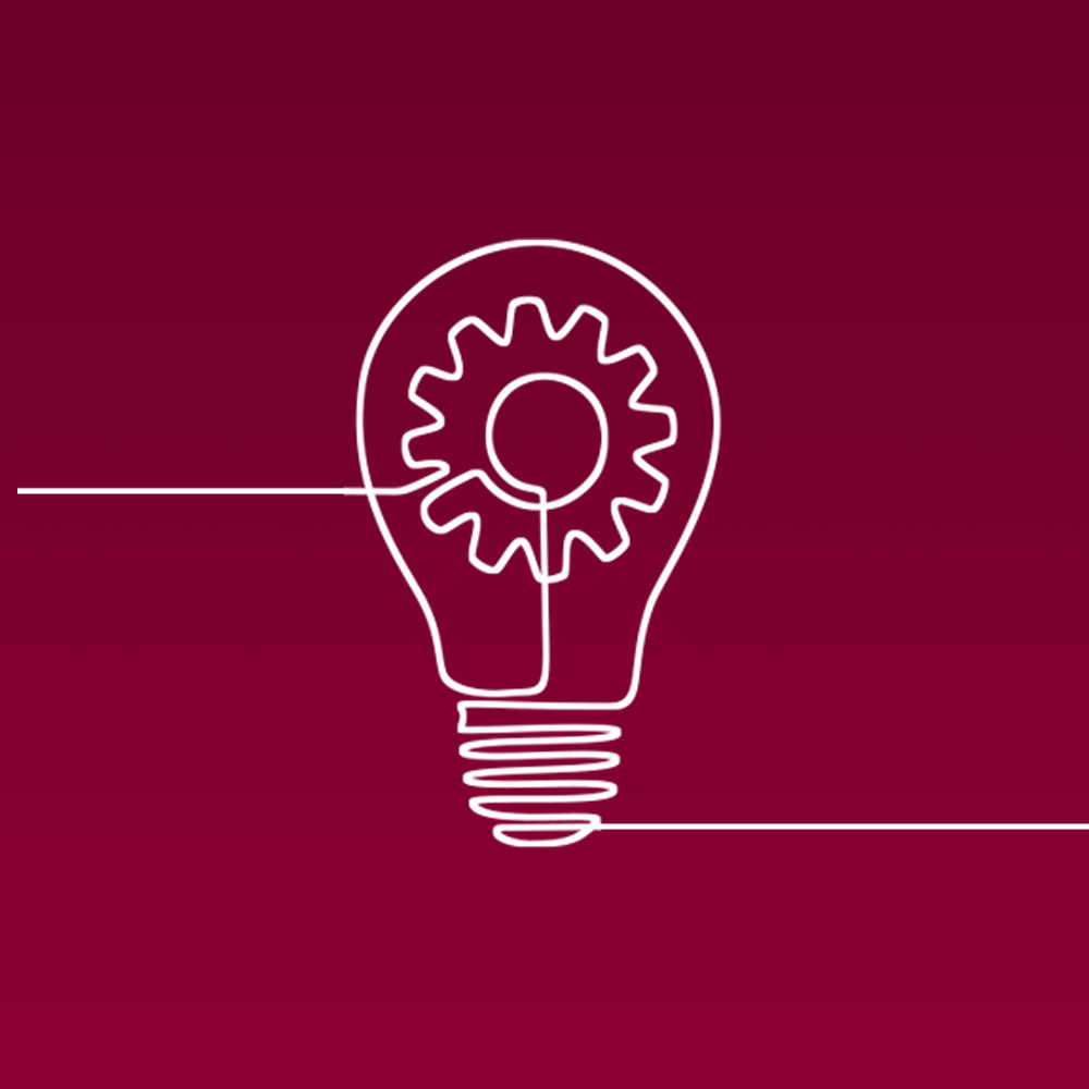 White line illustration of a lightbulb, against a maroon background, to represent Loyola University Chicago's creative design work. White line illustration of a lightbulb, against a maroon background, to represent Loyola University Chicago's creative design work.