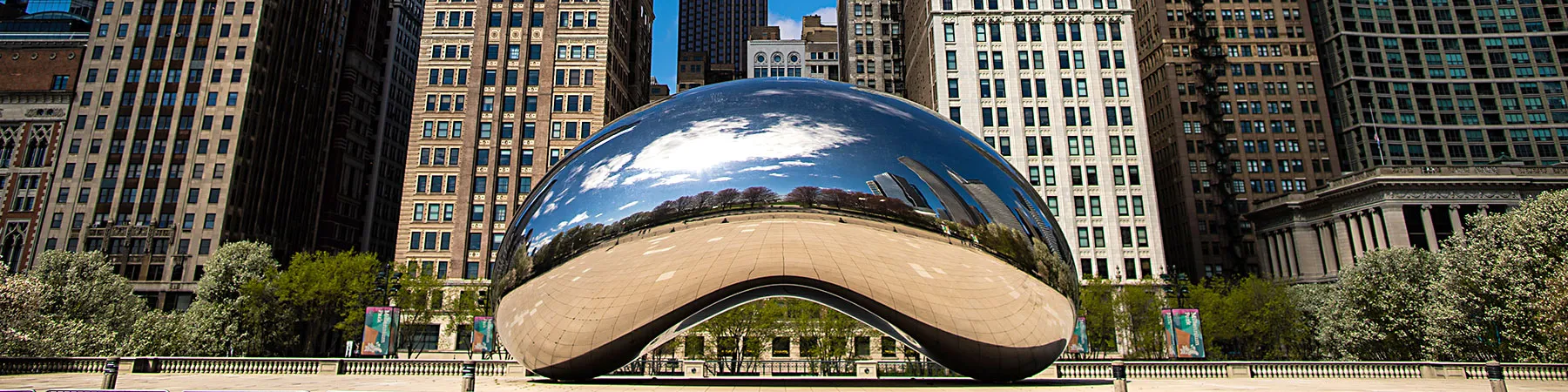 image of Cloud Gate sculpture in Millenium Park, a.k.a. the Bean.