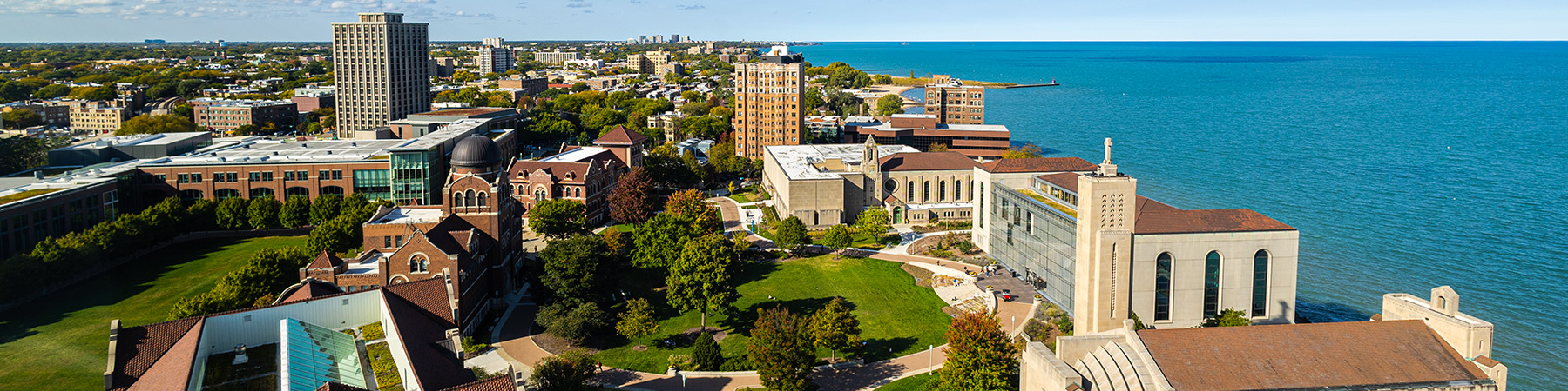An aerial view of the Lakeshore Campus